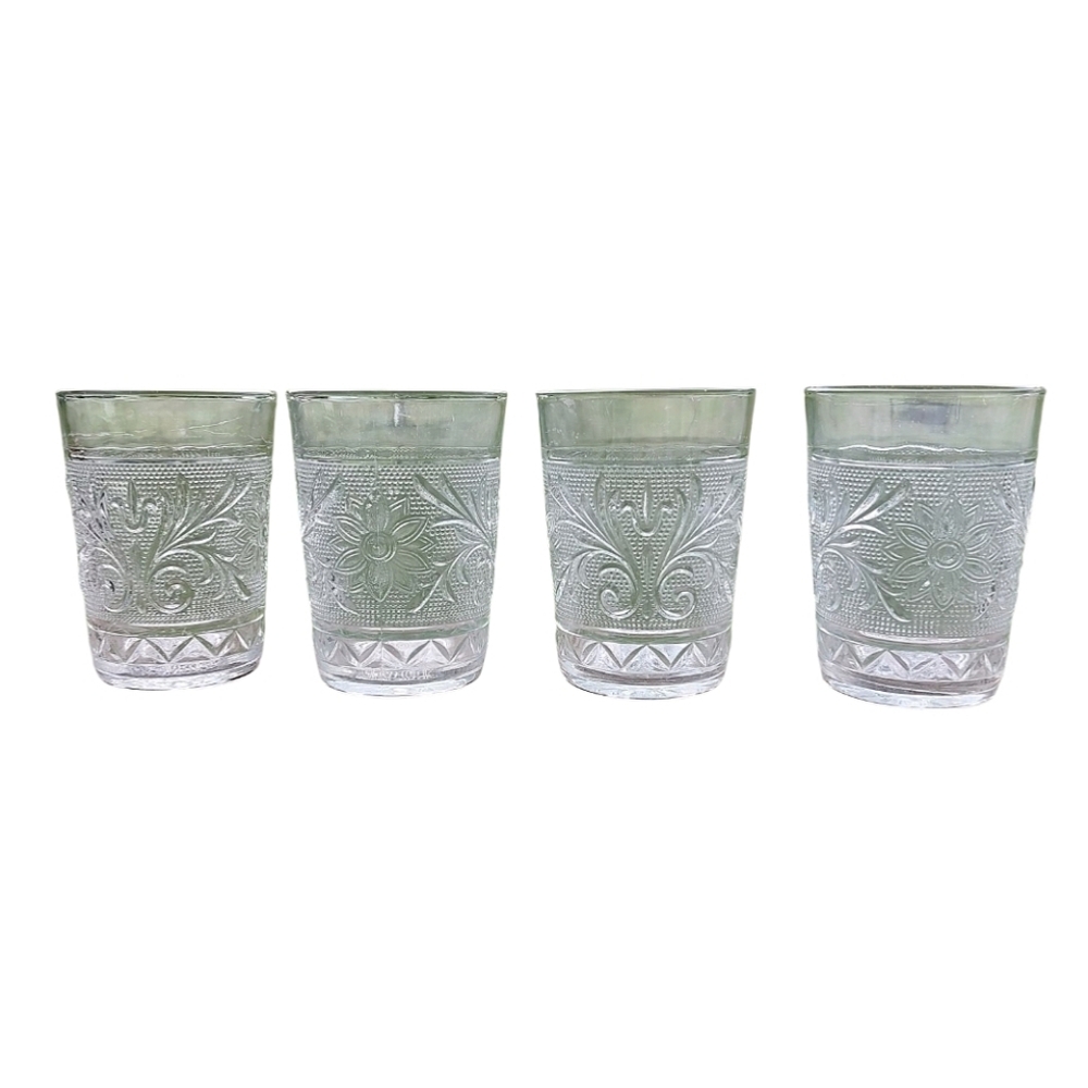 Indiana Glass Co. Elegant Clear Sandwich Patterned Glass Tumblers
